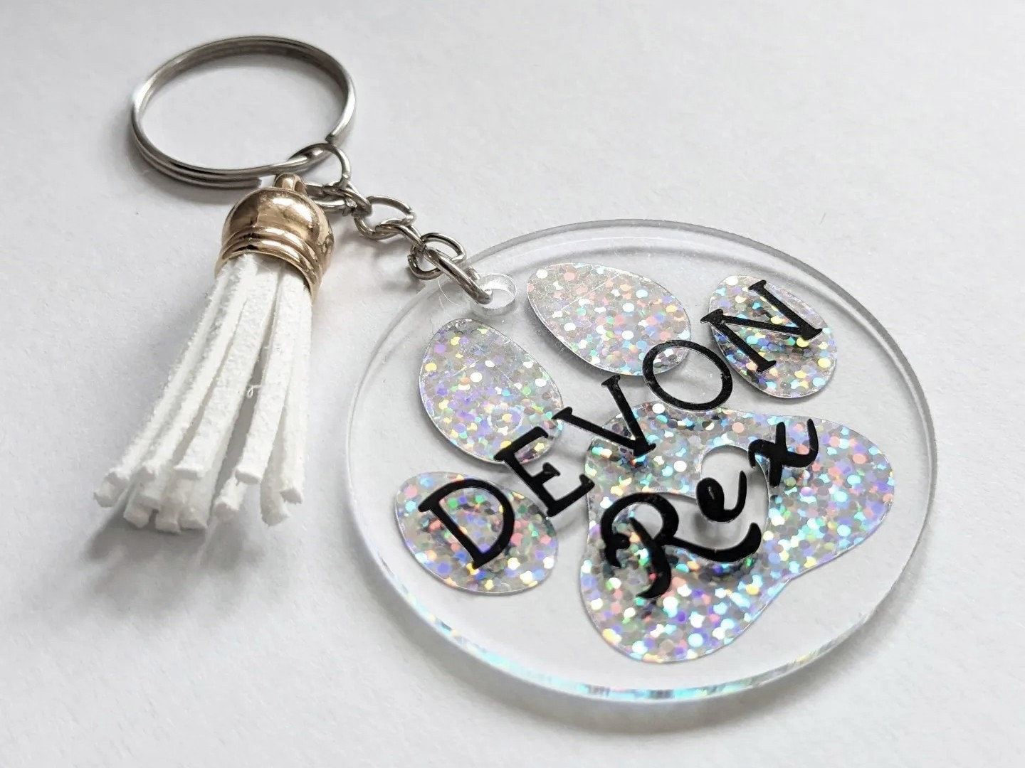 Nyckelring/keychain - Devon Rex - cool keychain with holographic paw