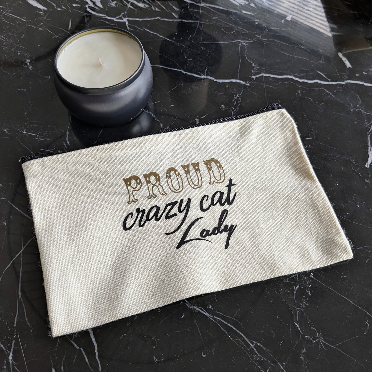 Necessär/Zipper bag "Proud crazy cat Lady"