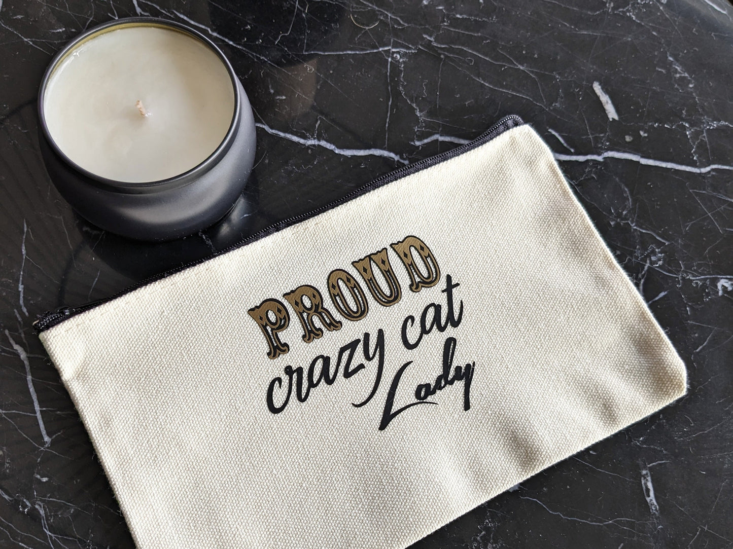 Necessär/Zipper bag - "Proud crazy cat Lady"