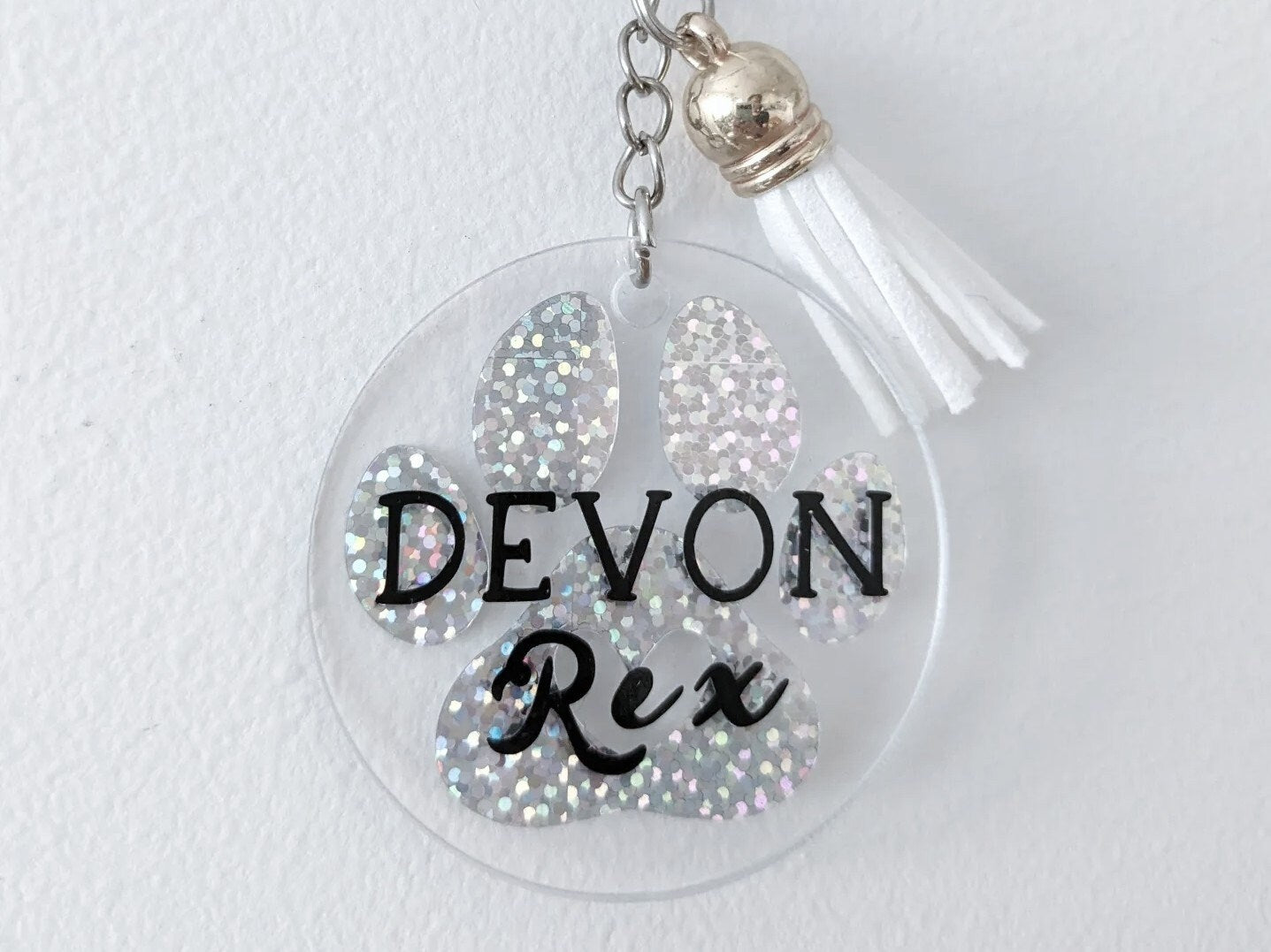 Nyckelring/keychain - Devon Rex - cool keychain with holographic paw