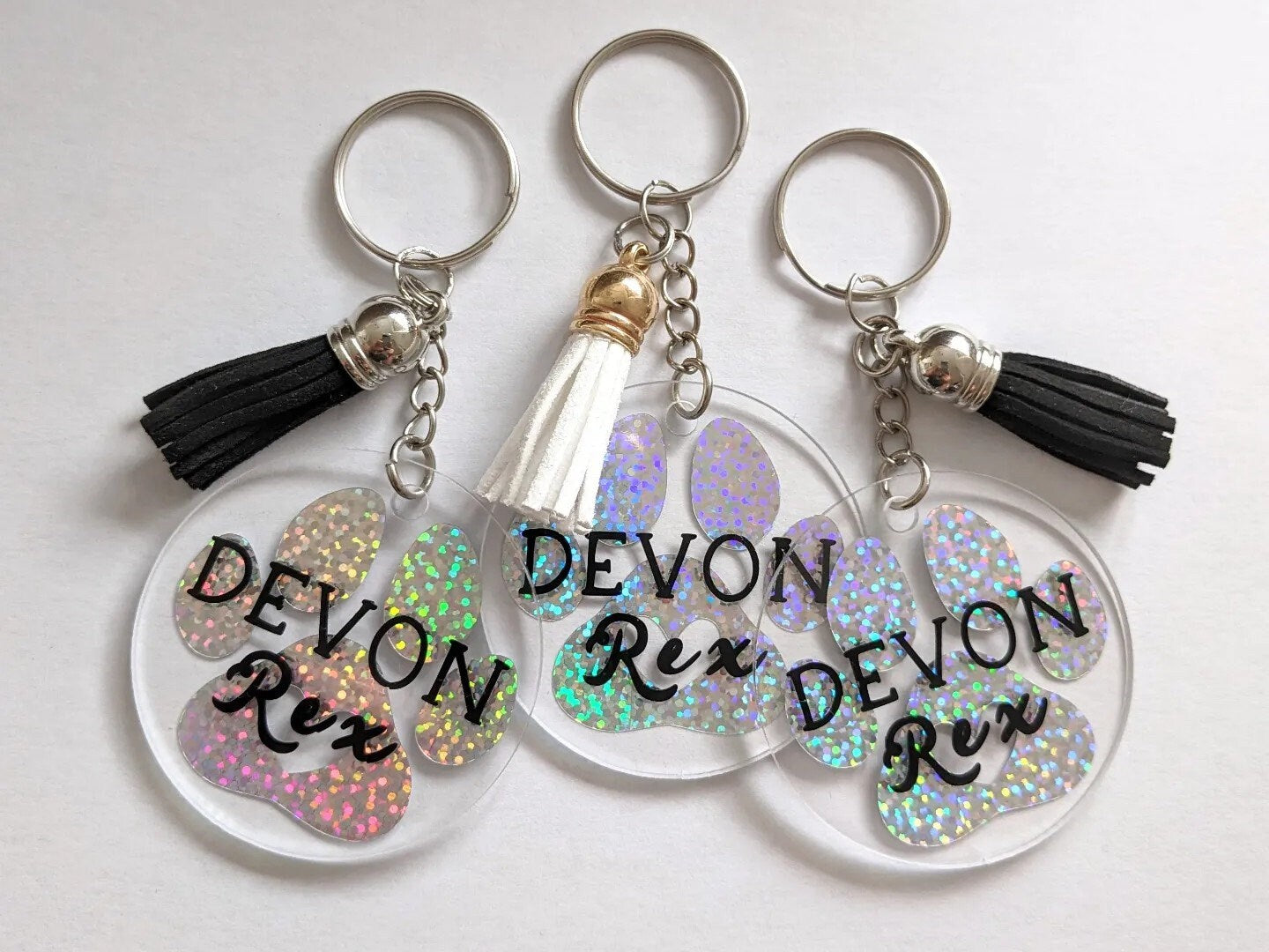 Nyckelring/keychain - Devon Rex - cool keychain with holographic paw