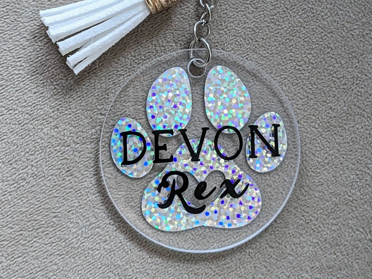 Nyckelring/keychain - Devon Rex - cool keychain with holographic paw