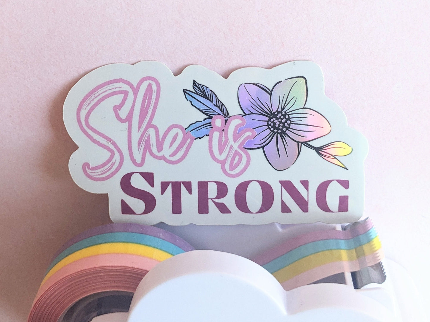 Sticker(holographic) - "She is Strong"