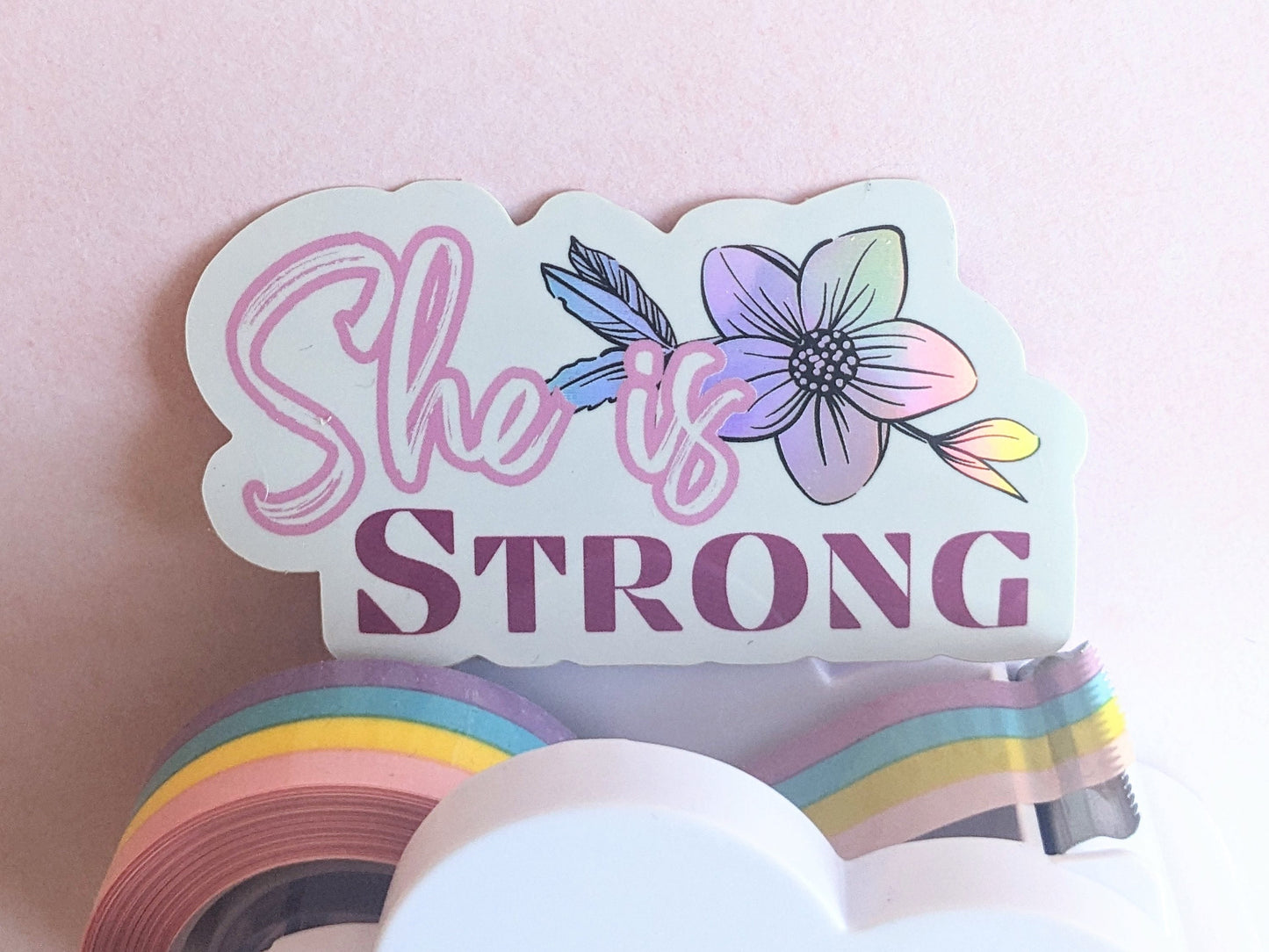 Sticker(holographic) - "She is Strong"